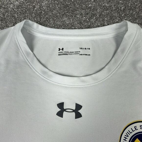 Under Armour Nashville Soccer Club T-Shirt Womens Large Loose Fit White Active - Picture 4 of 5